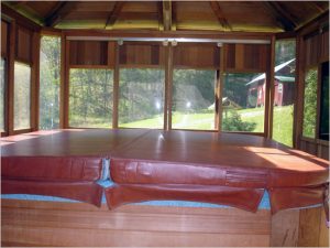 Bubbling Brook Round House hot tub covered.